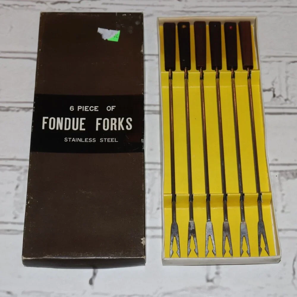 🍴 Vintage Stainless Steel Fondue Fork Set · 6‑Piece · 8.25